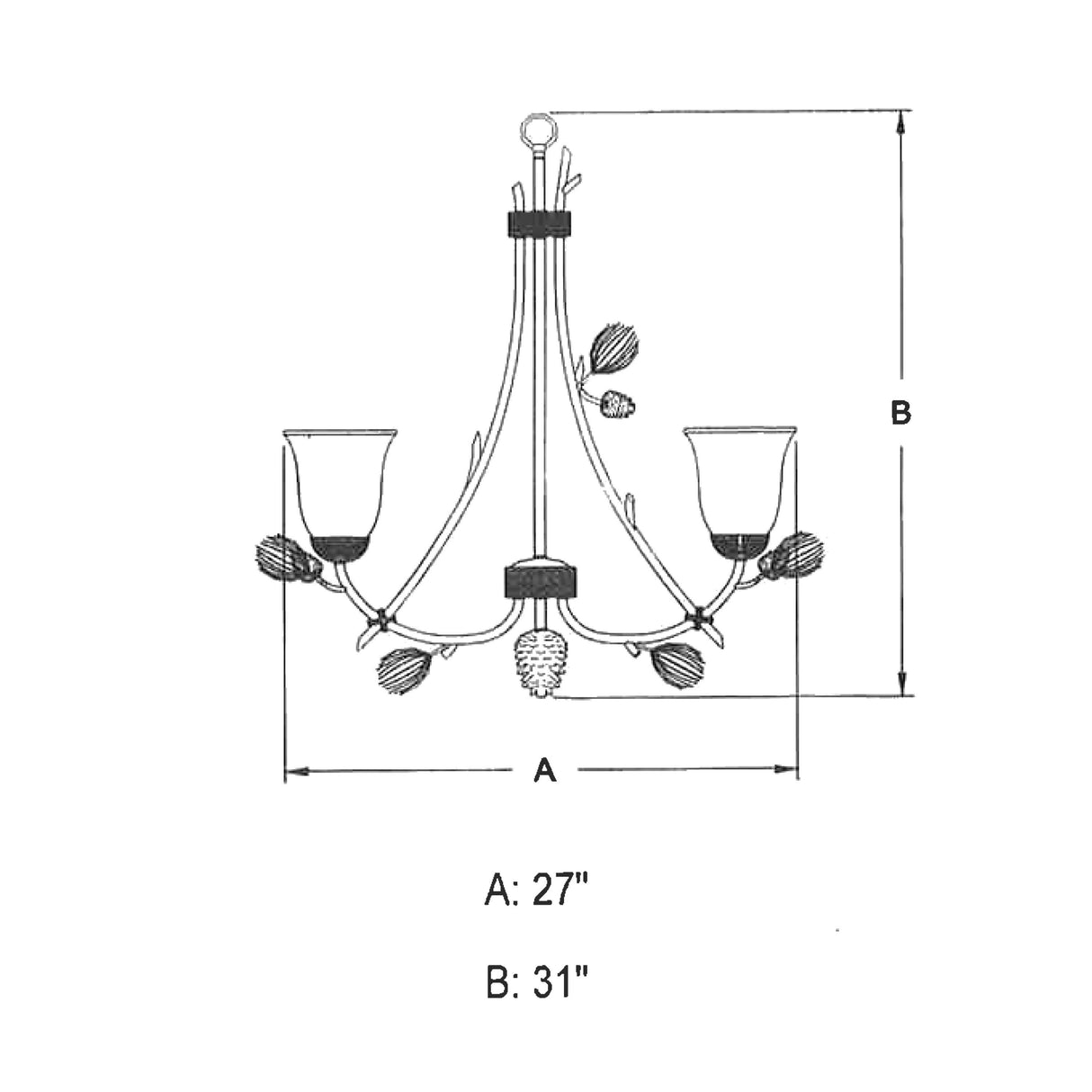 Chandelier - Vaxcel Sierra 6L Chandelier Black Walnut H0170