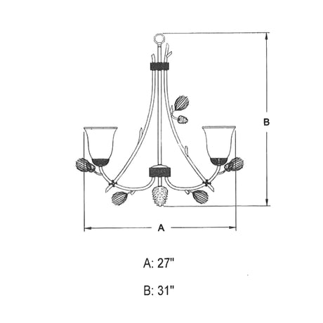 Chandelier - Vaxcel Sierra 6L Chandelier Black Walnut H0170