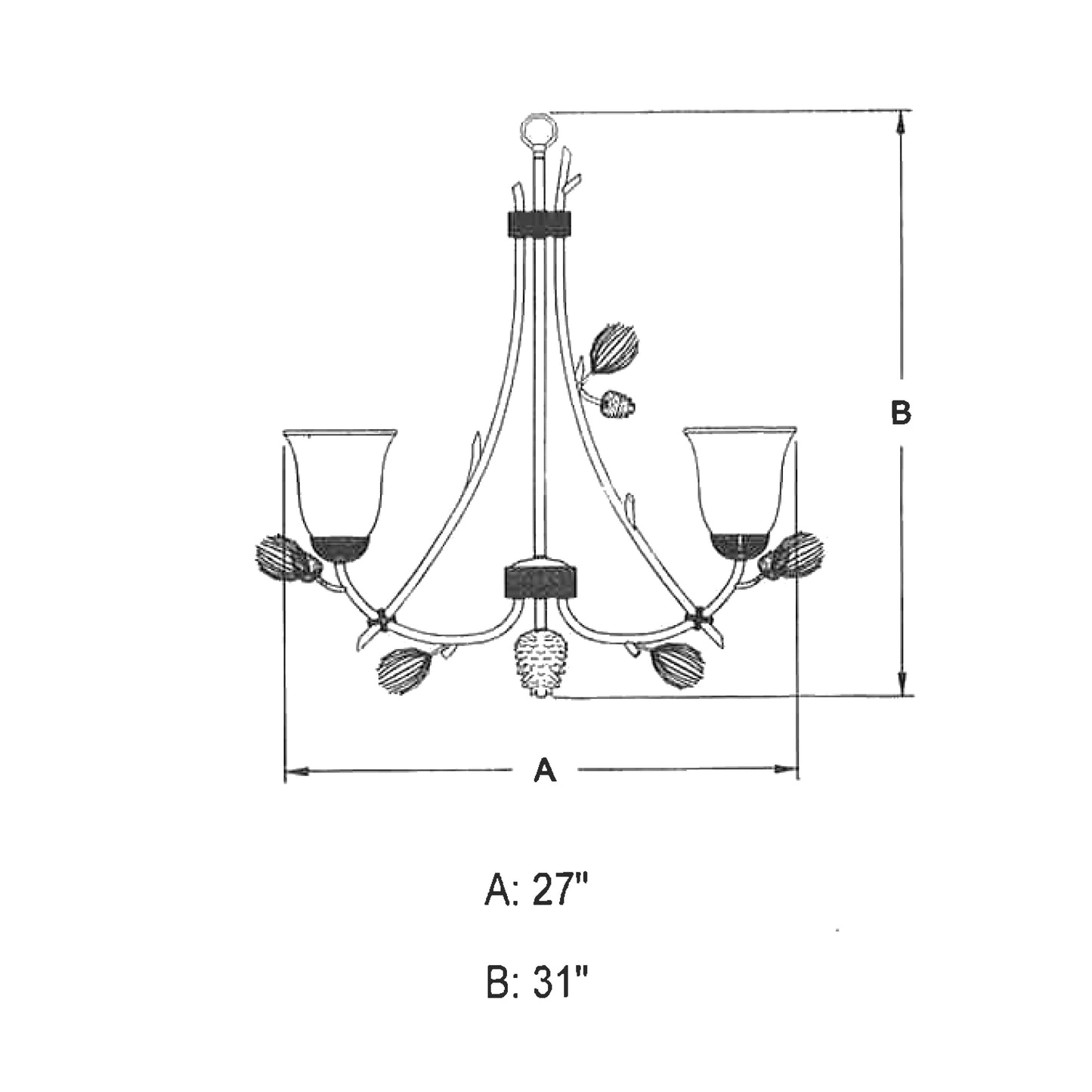 Chandelier - Vaxcel Sierra 6L Chandelier Black Walnut H0170