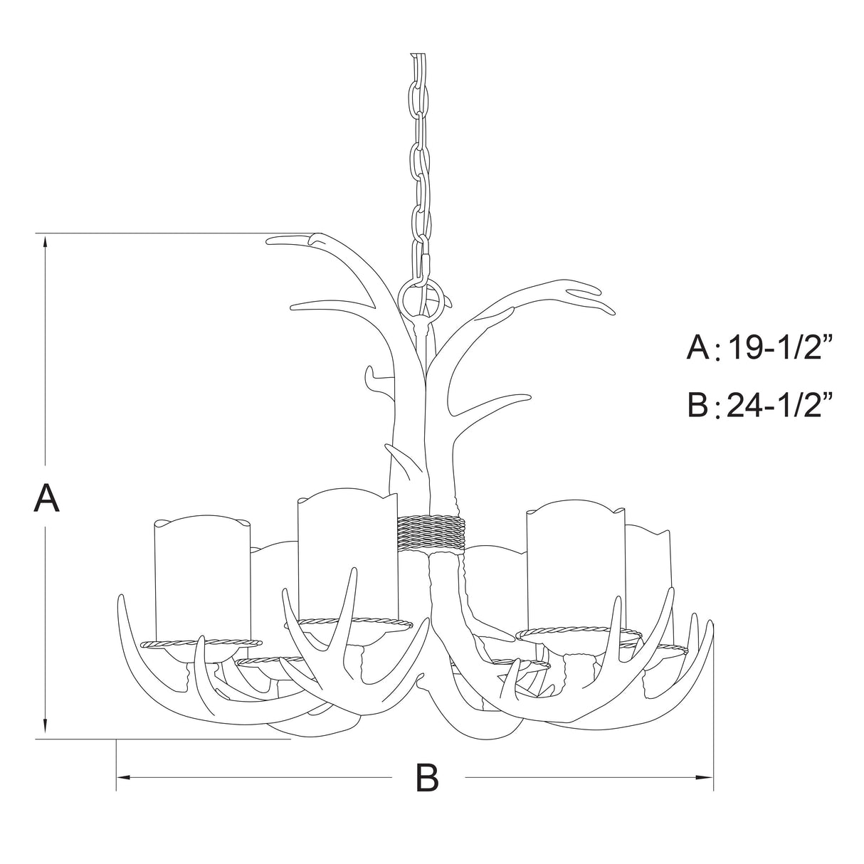 Chandelier - Yoho 6L Antler Chandelier Black Walnut H0016