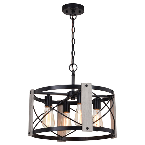 Pendant - Burien 18-in. 4 Light Pendant Black And Washed Ash P0365