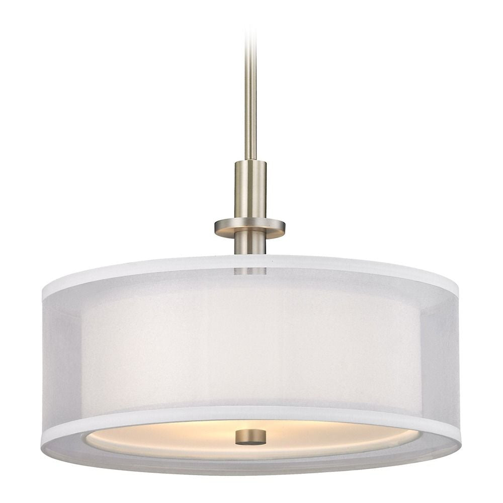 Pendant - Double Organza Three Light Pendant Satin Nickel & Chrome 1274