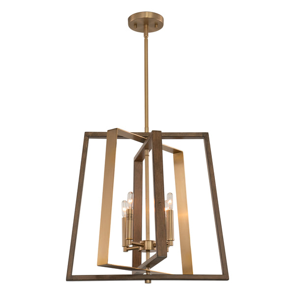 Pendant - Dunning 20-in. 4 Light Pendant Natural Brass And Burnished Chestnut P0347