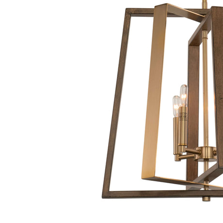 Pendant - Dunning 20-in. 4 Light Pendant Natural Brass And Burnished Chestnut P0347