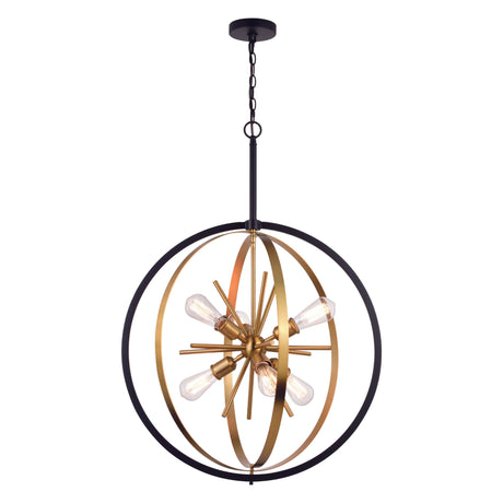 Pendant - Estelle 26.75 In. 6 Light Orb Pendant Polished Nickel, Natural Brass And Matte Black