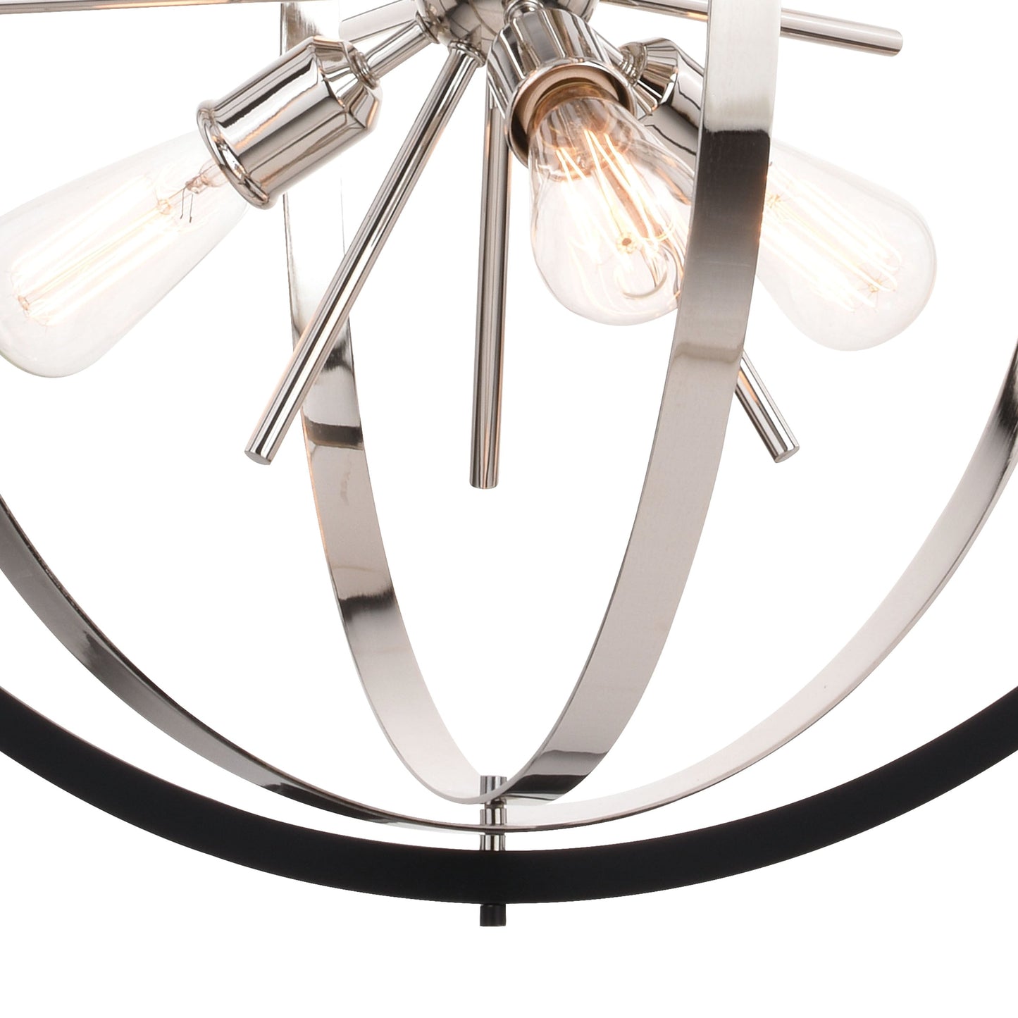 Pendant - Estelle 26.75 In. 6 Light Orb Pendant Polished Nickel, Natural Brass And Matte Black