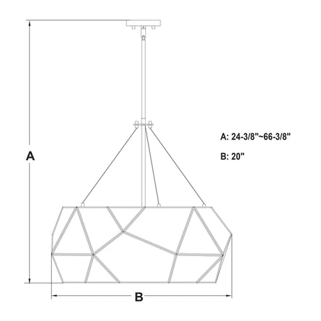 Pendant - Euclid 20 In. W 3 Light Pendant Aged Brass P0317