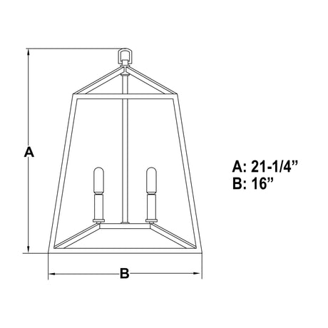 Pendant - Hayes 16 In. W 4 Light Pendant Black P0310