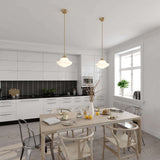 Pendant - Huntley 12-in Pendant White Glass Natural Brass P0374