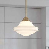 Pendant - Huntley 12-in Pendant White Glass Natural Brass P0374