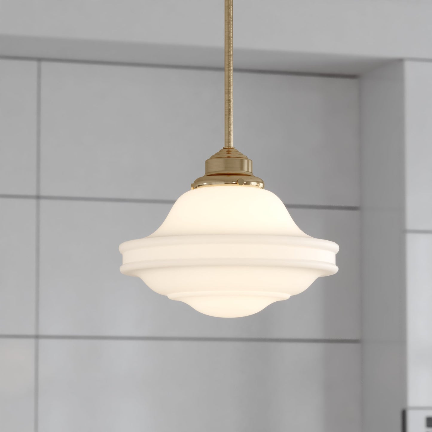 Pendant - Huntley 12-in Pendant White Glass Natural Brass P0374