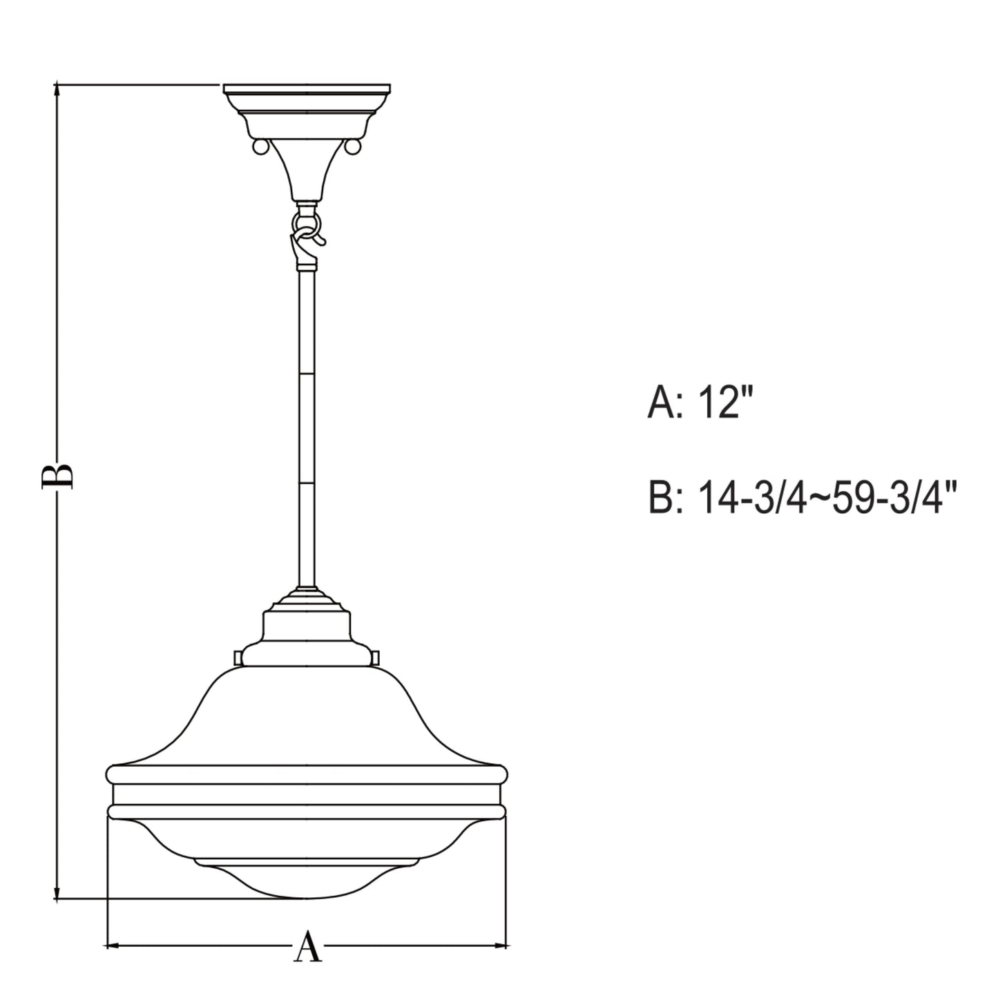 Pendant - Huntley 12-in Pendant White Glass Natural Brass P0374