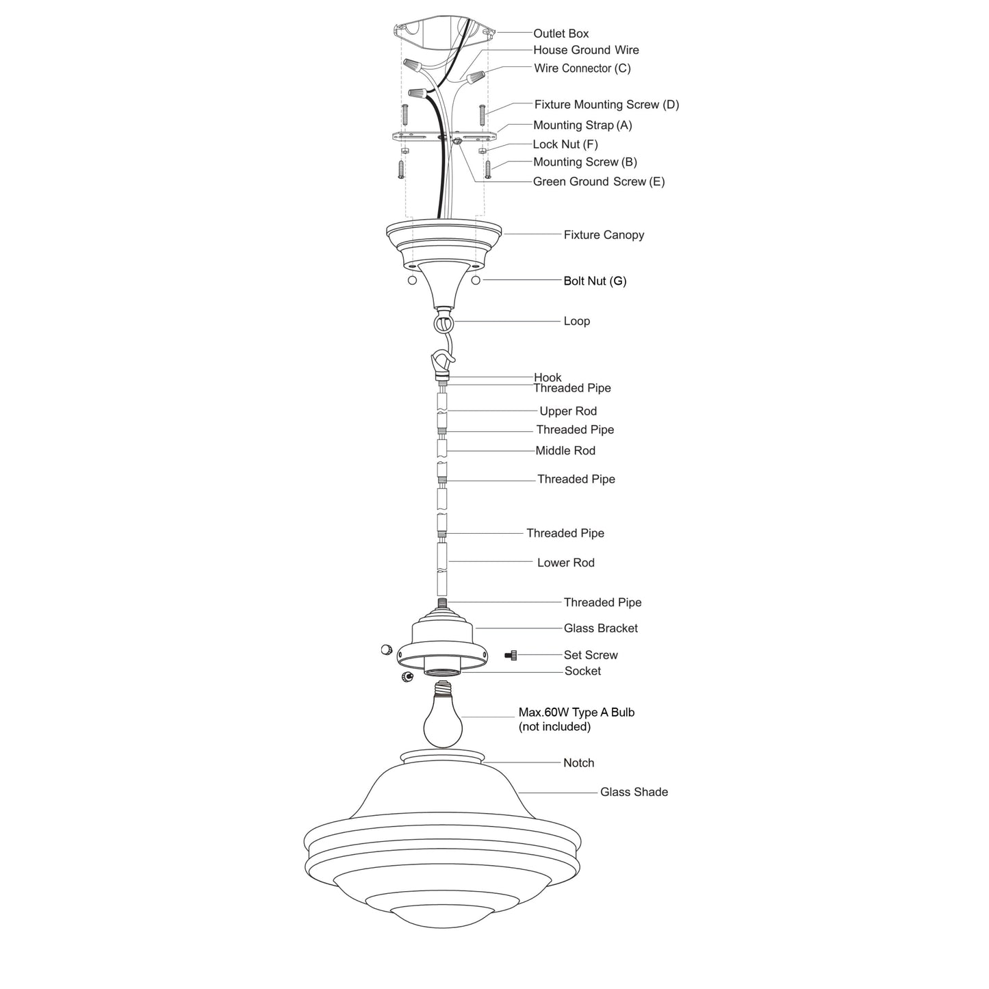 Pendant - Huntley 12-in Pendant White Glass Natural Brass P0374