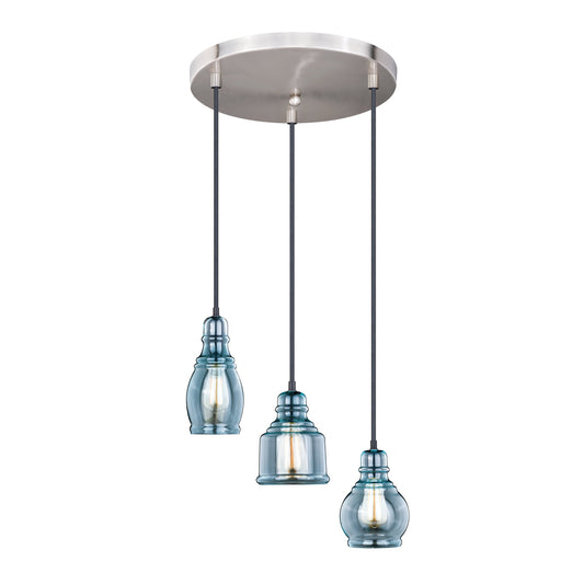 Pendant - Millie 3L Assorted Mini Pendant Oil Rubbed Bronze And Satin Nickel