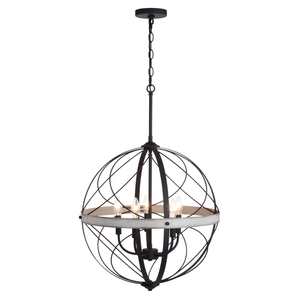 Pendant - Montclare 21.25-in. 5 Light Orb Pendant Textured Black And White Ash P0355