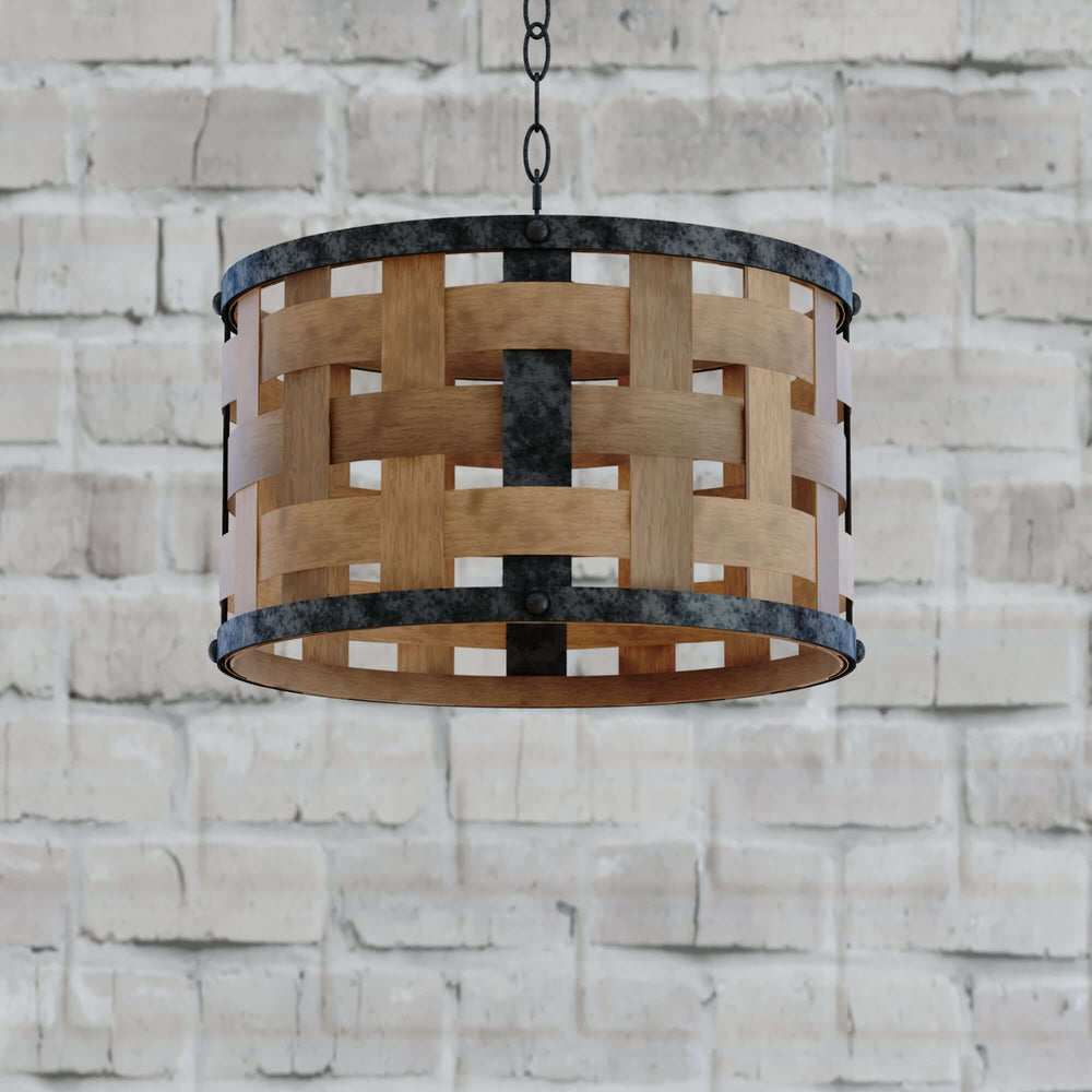 Pendant - Norwood 15.75-in. 1 Light Pendant Vintage Steel And Distressed Wood P0363