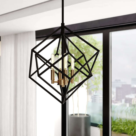 Pendant - Rad 17.5-in. 4 Light Pendant Black And Natural Brass P0372