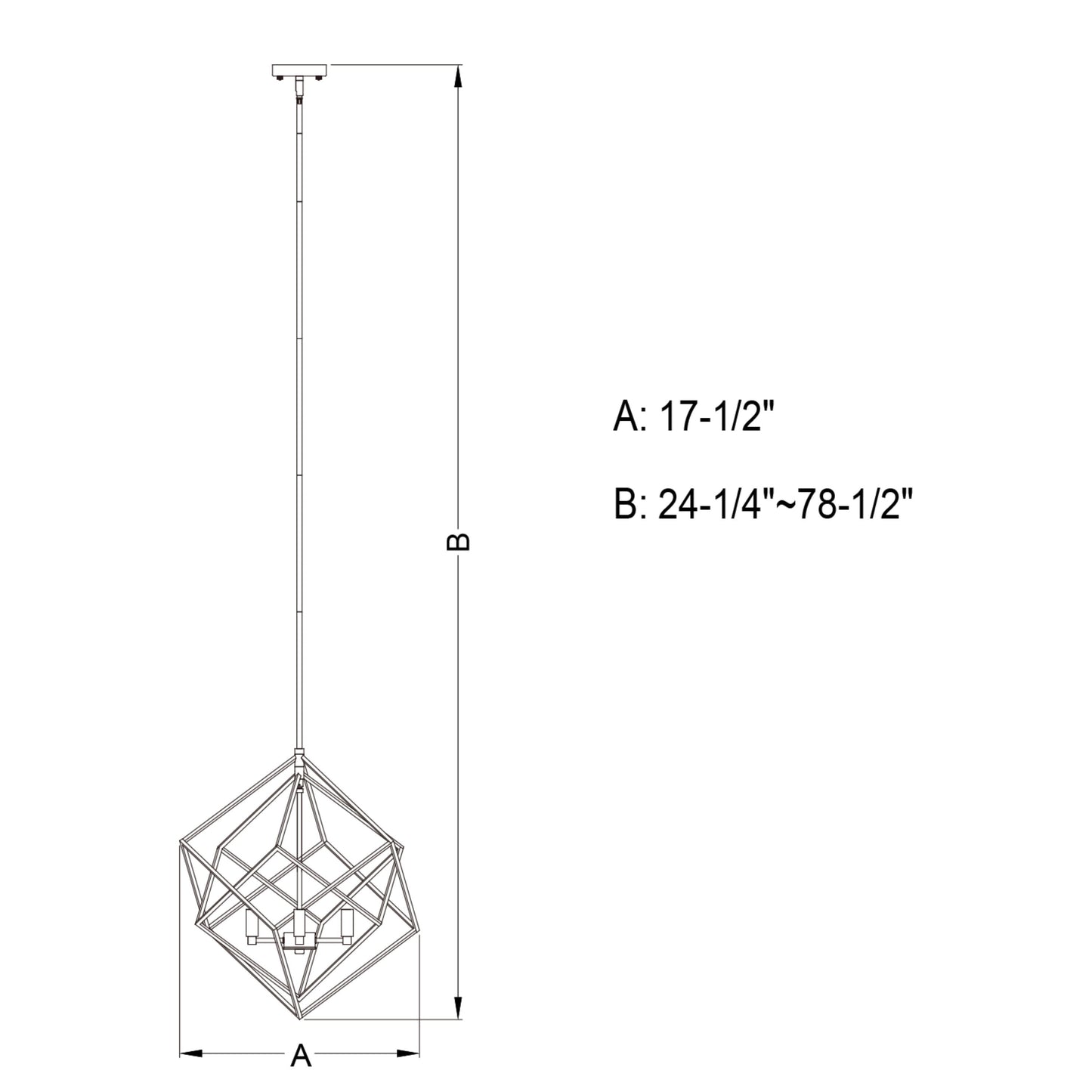 Pendant - Rad 17.5-in. 4 Light Pendant Black And Natural Brass P0372