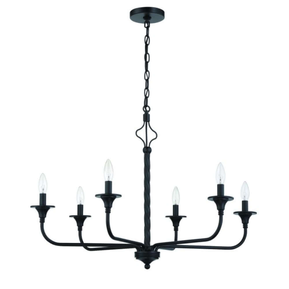 Traditional - Craftmade Jolenne 6 Light Chandelier Flat Black 57026-FB