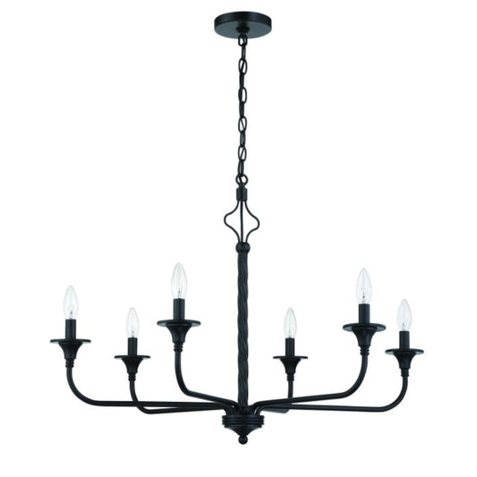 Traditional - Craftmade Jolenne 6 Light Chandelier Flat Black 57026-FB