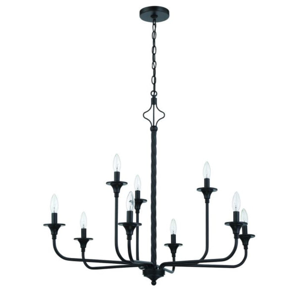 Traditional - Craftmade Jolenne 9 Light Two-Tier Chandelier Flat Black 57029-FB