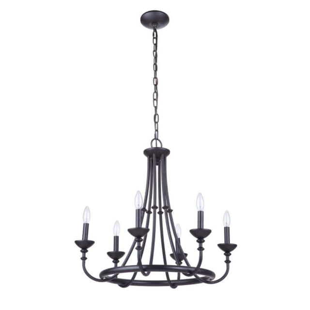 Traditional - Craftmade Marlowe 6 Light Chandelier Flat Black 53726-FB