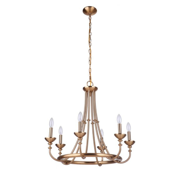 Traditional - Craftmade Marlowe 6 Light Chandelier Satin Brass 53726-SB