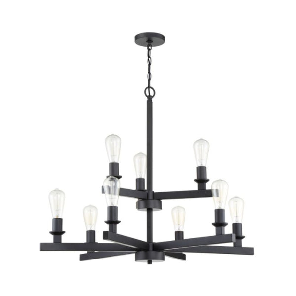 Transitional - Craftmade Chicago 9 Light Chandelier Flat Black 53129-FB