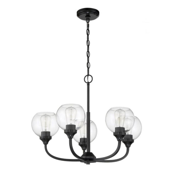 Transitional - Craftmade Glenda 5 Light Chandelier Flat Black 56225-FB