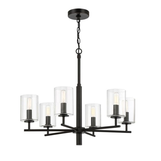 Transitional - Craftmade Hailie 6 Light Chandelier Flat Black & Nickel 55626-FB